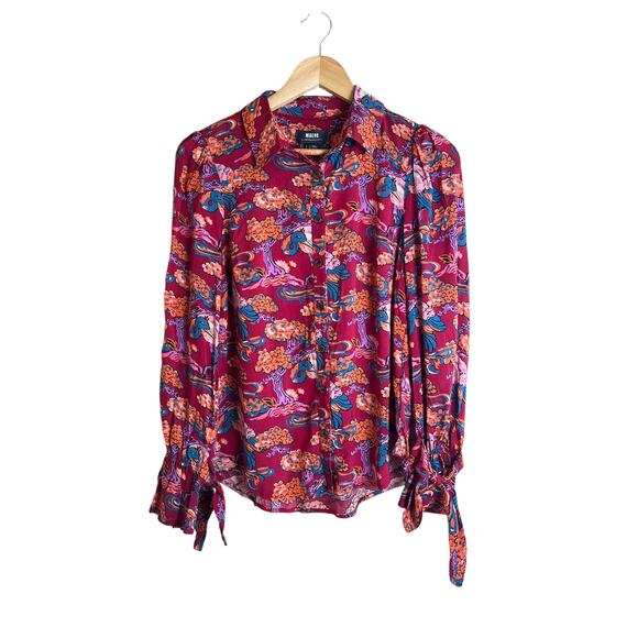 NEW Maeve Anthropologie Women's Darla Printed Button Down Blouse Size 0 - Picture 2 of 11